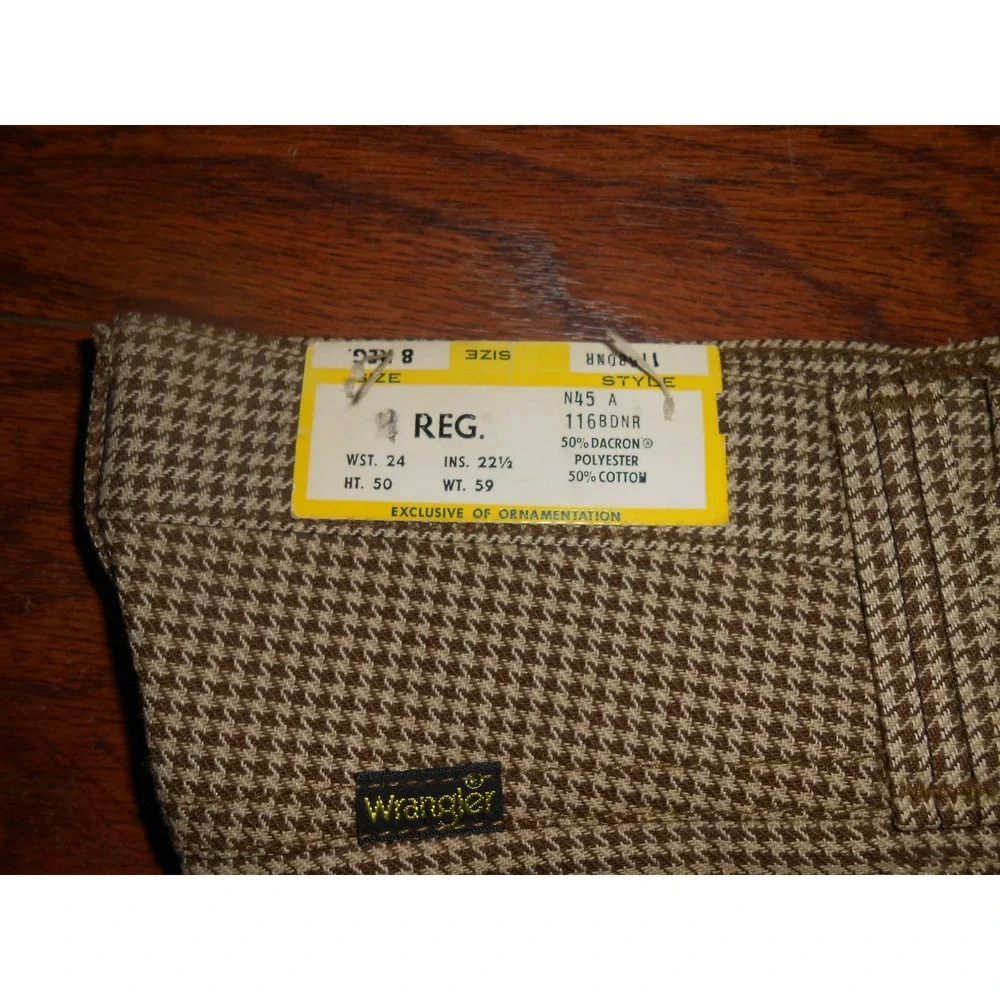 70s Vintage Wrangler Houndstooth Brown Unisex Boys/Girls Size 8 Regular Pants!!!